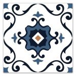 WOWSTAR Blue Flower Peel and Stick Floor Tiles