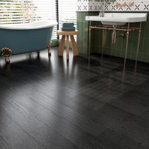 FunStick 17-Pack Black Wood Peel and Stick Tiles