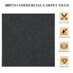 30PCS Self-Adhesive 12”x12” Carpet Tiles Black