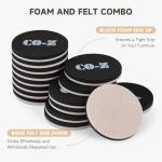 16pcs Felt Furniture Sliders for Hard Floors