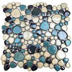 Aqua Teal Pebble Mosaic Tiles for Accent Walls