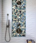 Aqua Teal Pebble Mosaic Tiles for Accent Walls