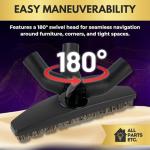 ALL PARTS ETC. 1.25" Hardwood Floor Vacuum Brush Attachment with Natural Horsehair Bristles - Includes 1-3/8" & 1.5" Adapters - Compatible with Shark, Miele, Hoover, Shop Vac, Eureka, Oreck