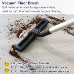 Portek 12" Horsehair Bristles Floor Brush Vacuum Attachment, 1 1/4" Hardfloor Head with 1 3/8"(35mm) Adapter, 2.5" Height/Soft Swivel Wheels Ideal for Hardwood Floor Cleaning