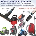 Portek 12" Horsehair Bristles Floor Brush Vacuum Attachment, 1 1/4" Hardfloor Head with 1 3/8"(35mm) Adapter, 2.5" Height/Soft Swivel Wheels Ideal for Hardwood Floor Cleaning
