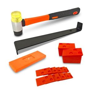 ECUTERS Laminate Flooring Tools Wood Flooring Installation Kit, Vinyl Flooring Tools with 40 Pieces Spacers and Mallet, Heavy Duty Pull Bar, Tapping Block (43-Pull Bar)