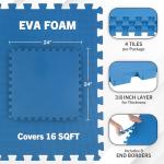 Blue EVA Foam Mat Tiles - 4-Pack Interlocking Flooring