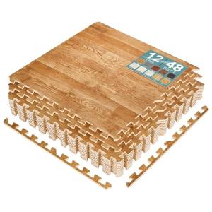 Wood Grain Foam Floor Tiles - Interlocking 48 Sq. Ft