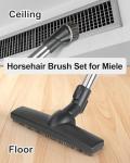 SheildOn Horse Hair Floorhead for Miele Vacuum Cleaners, 12" Wide Hardwood Floor Brush as Vacuum Attachment Replacement Parts, Soft Bristles Head & Wheels Ideal for Hard Floors Cleaning