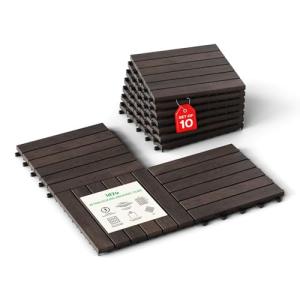 Idzo Waterproof Acacia Wood Interlocking Deck Tiles