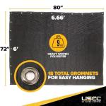Acoustic Sound Dampening Blanket with Grommets, Black