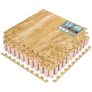 Wood Grain Foam Floor Tiles - 48 Sq. Ft. Set