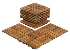 Teak Wood Interlocking Flooring Tiles - Pack of 10