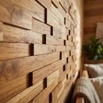 EZ-Wall 3D Teak Wood Mosaic Tile Set of 10