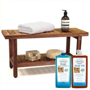 AquaTeak 36" Spa Teak Shower Bench with Care Kit