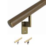Black Walnut Handrail Kit with Antique Brass Brackets