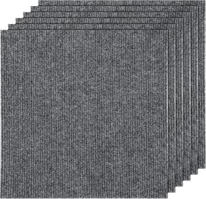Self-Adhesive Grey Carpet Tiles - 20 Pack 12"x12