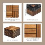 Acacia Wood Interlocking Deck Tiles - 10 Pcs
