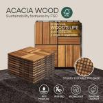 Acacia Wood Interlocking Deck Tiles - 10 Pcs