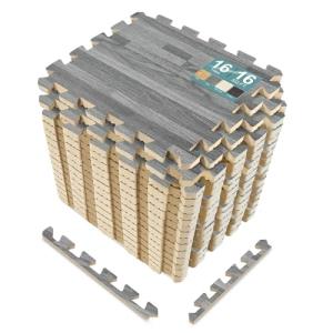 Interlocking Foam Wood Floor Mats - 16 Tiles