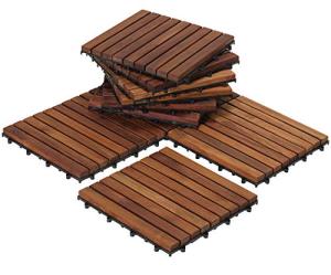 Solid Teak Interlocking Flooring Tiles (Set of 10)
