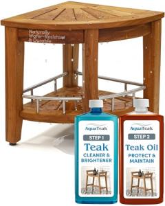 15.5" AquaTeak Teak Corner Shower Bench & Care Kit