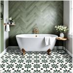 Peel and Stick Vinyl Floor Tiles, 20 PCS (Black Green)