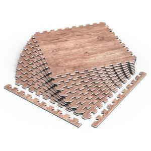 NÖRSK Reversible Faux Wood Foam Floor Tiles 4-Pack