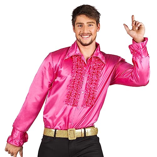 Pink Ruffled Disco Shirt - Men's XXL