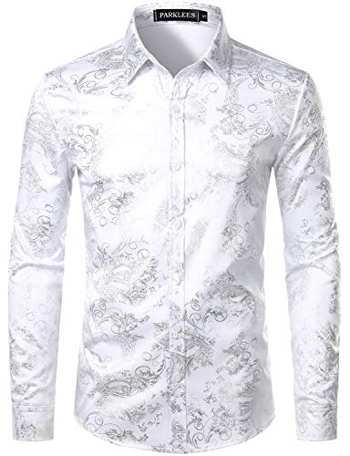 Gold Paisley Satin Slim Fit Shirt
