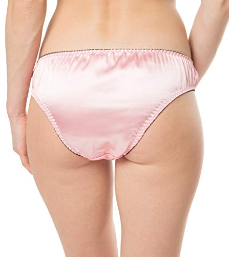 Satini Women's Lingerie Frilly Bikini Briefs Knickers Satin Panties (Baby Pink, M)