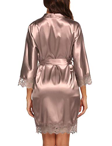 Satin Taupe Kimono Dressing Gown Nightwear
