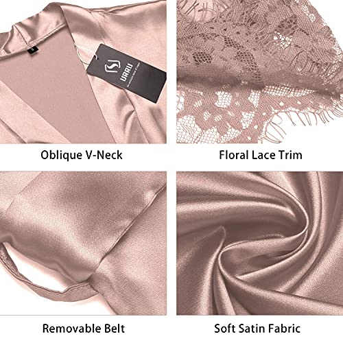 Satin Taupe Kimono Dressing Gown Nightwear