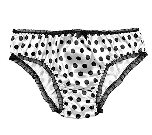 Polkadot Satin Women's Tanga Bikini (White, S)