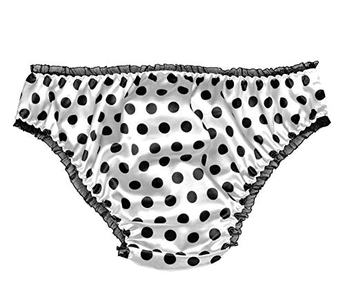 Polkadot Satin Women's Tanga Bikini (White, S)