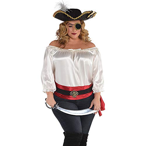 Ivory Satin Pirate Blouse, Size 16-18
