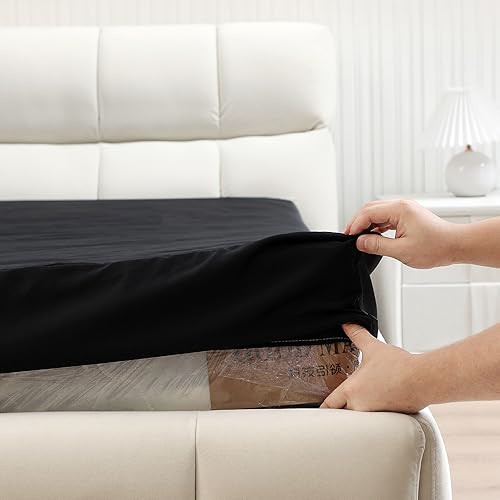 Black Satin King Duvet Cover Set - 6 Pieces