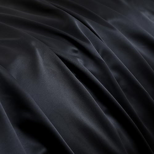 Black Satin King Duvet Cover Set - 6 Pieces