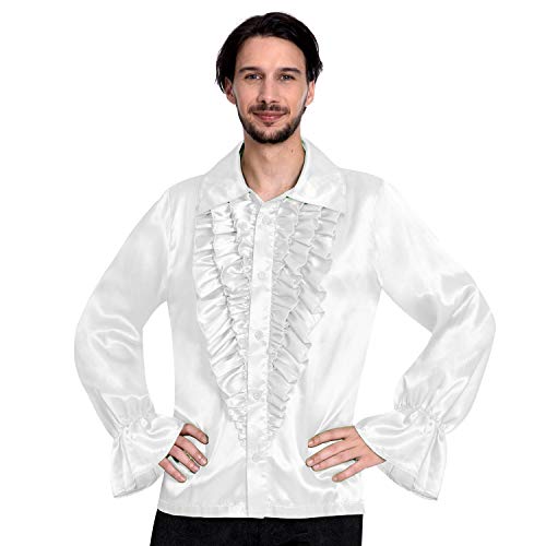 White Satin Disco Shirt for Men - Standard Size