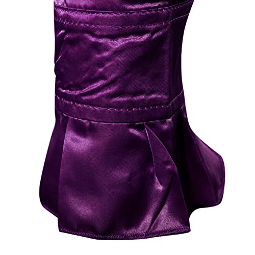 Men's Sequin Satin Button Up Shirt (Dark Purple, XL)