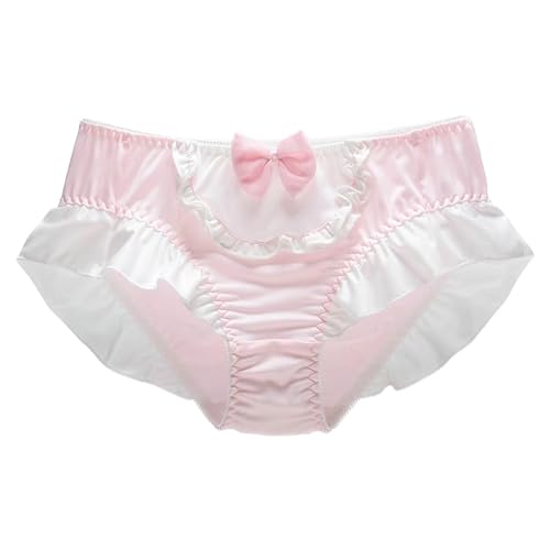 Frilly Satin Bikini Briefs with Bow Accent