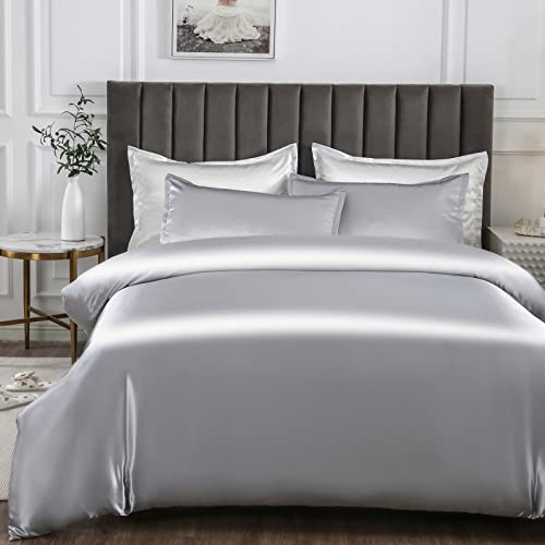 Satin Silver bedding set with pillowcases - 200x200cm