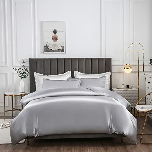 Satin Silver bedding set with pillowcases - 200x200cm