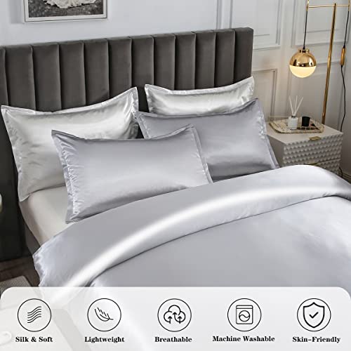 Satin Silver bedding set with pillowcases - 200x200cm