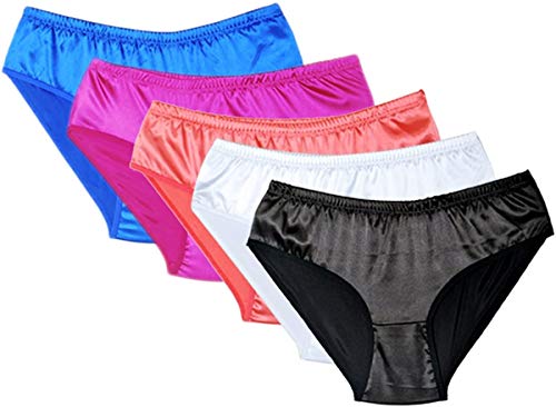 Divas World Sissy Soft Silky Satin Briefs Full Bum Panties Mens Hipster Lingerie Knickers Pack of 5 Assorted (XX-Large)