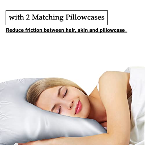 Satin Silver bedding set with pillowcases - 200x200cm