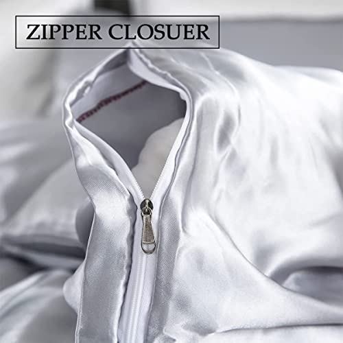 Satin Silver bedding set with pillowcases - 200x200cm