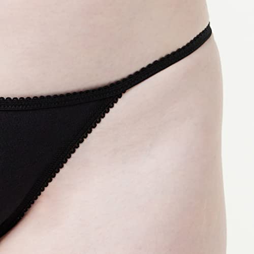 Black Satin Tanga Bikini Knickers (Pack of 5)