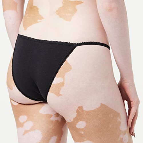 Black Satin Tanga Bikini Knickers (Pack of 5)