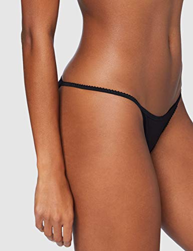 Black Satin Tanga Bikini Knickers (Pack of 5)